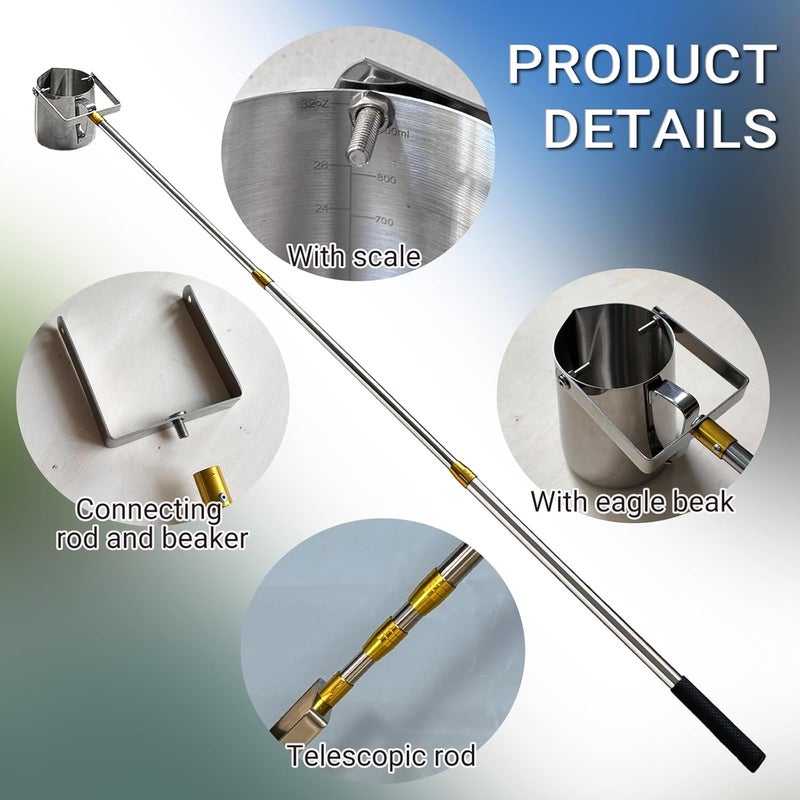 PLDOULY Telescopic Stainless Steel Water Sampler – 500ml Pendulum Beaker Sampler – Water Sampler with Swivel & Fixed! - Image 3